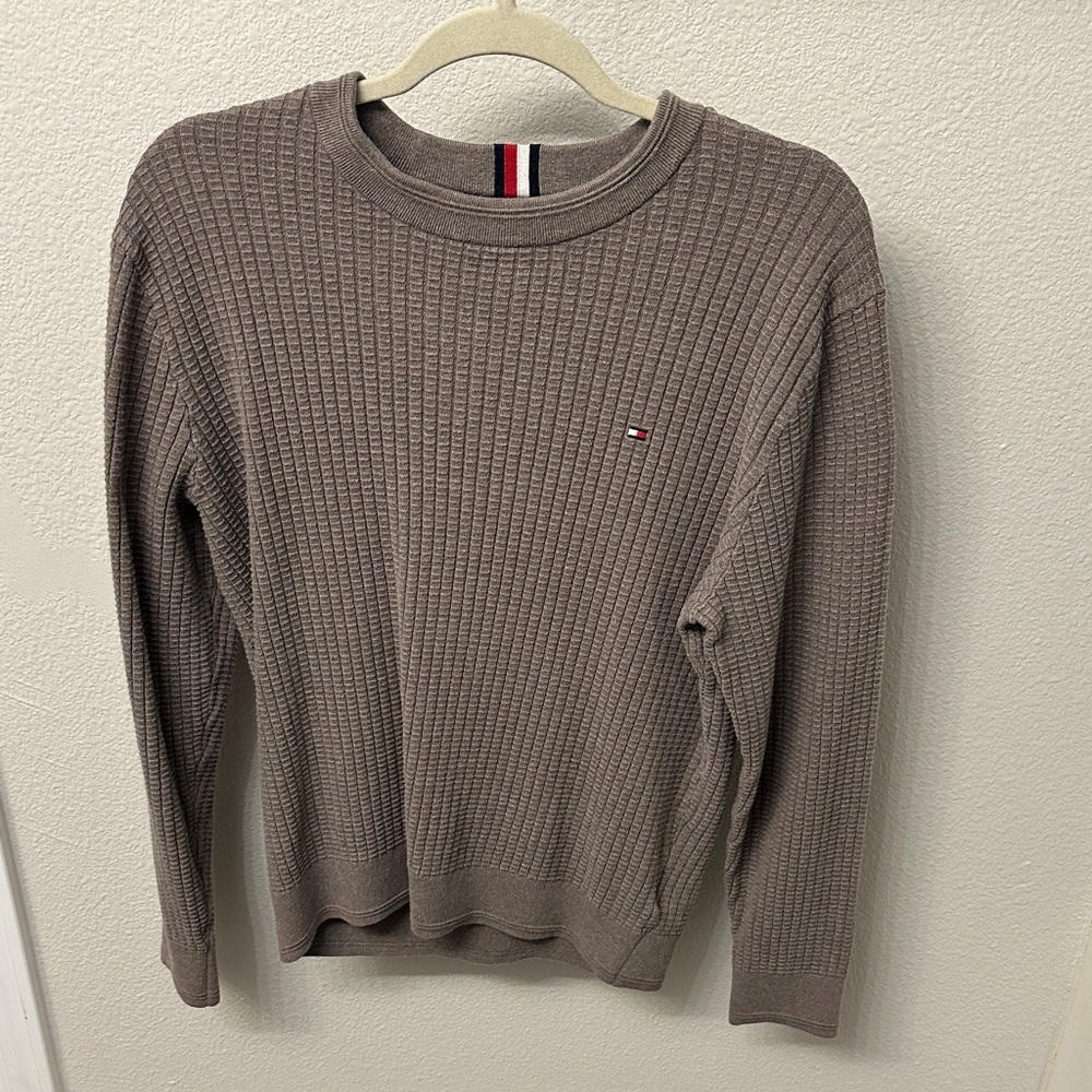 Tommy Hilfiger Men's Crewneck Waffle Knit Sweater - Taupe